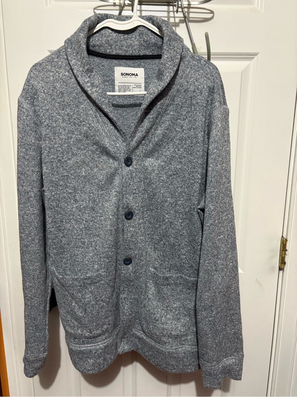 Sonoma Men's Shawl Collar Cardigan in Heather Gray